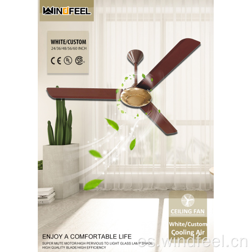 Ventilador de techo estilo KDK de 56 pulgadas con fuerte refrigeración por aire, ventilador decorativo de motor de cobre de 3 aspas Ghana Dubai Oriente Medio